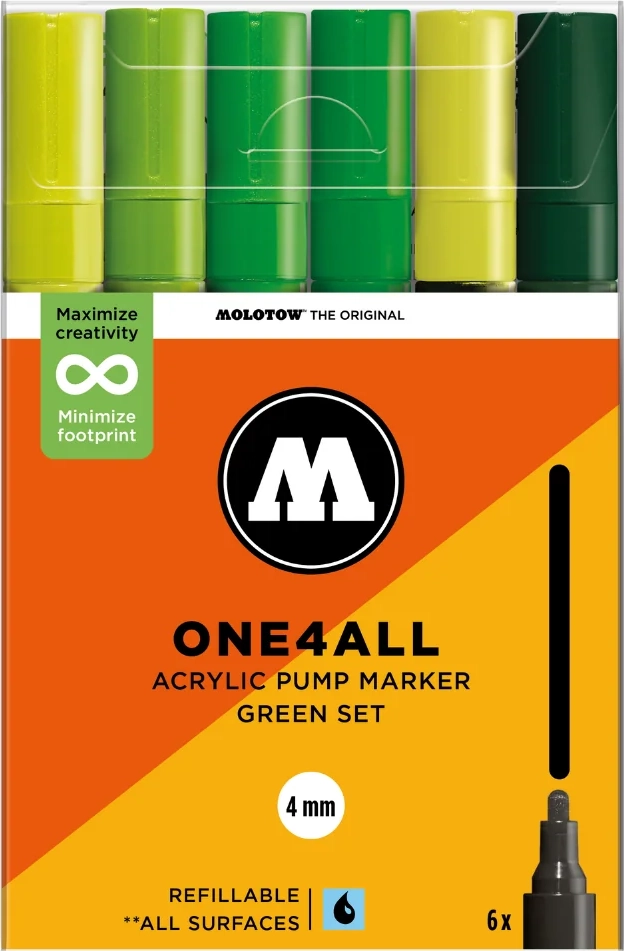 molotow one4all 4mm. 6 stk green sæt