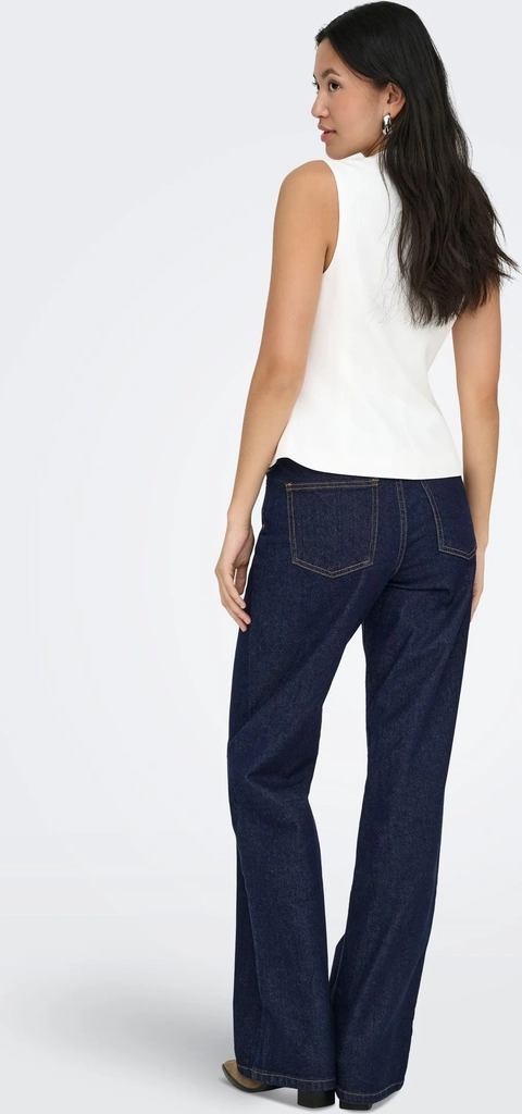 Only Juicy High Waist Wide Leg Fit Jeans - Blue/Dark Blue Denim