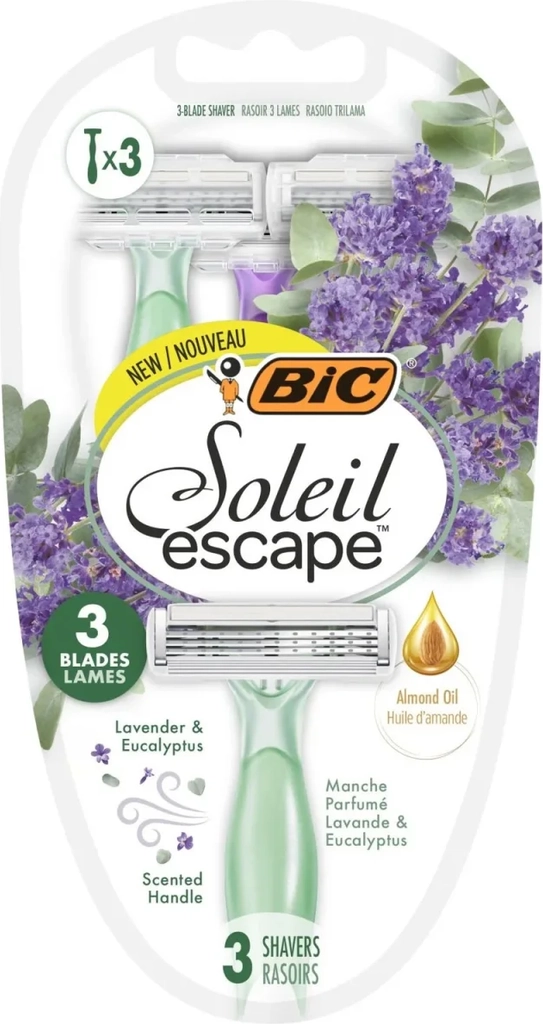 bic soleil escape lavender & eucalyptus engangsskrabere – 3 stk.