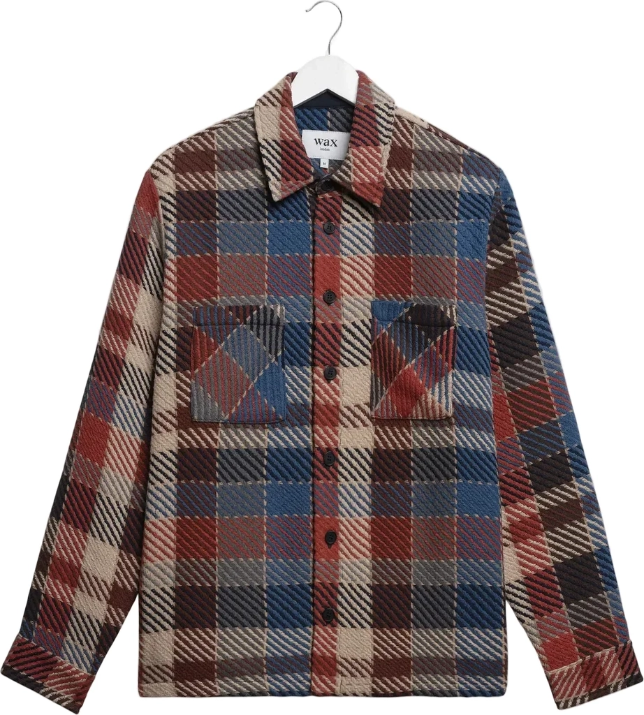 Wax London Rust and Multicolour Pike Check Overshirt - Whiting