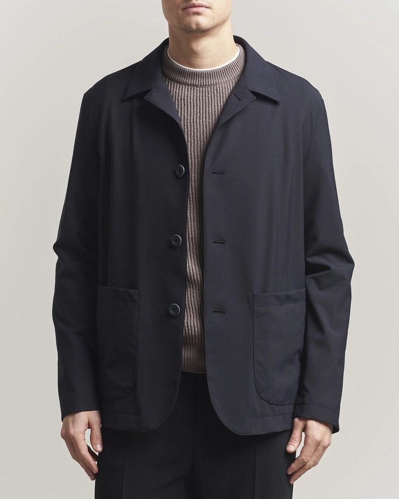 herno travel wool chore jacket navy