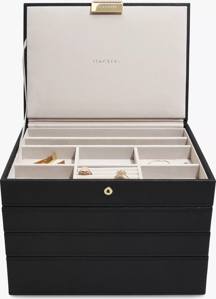 stackers classic 4 layer jewellery box, black