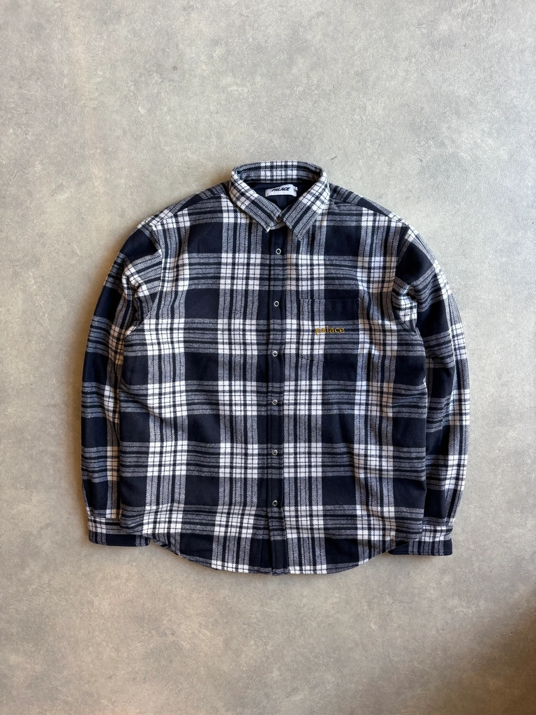 palace check insulated shirt navy