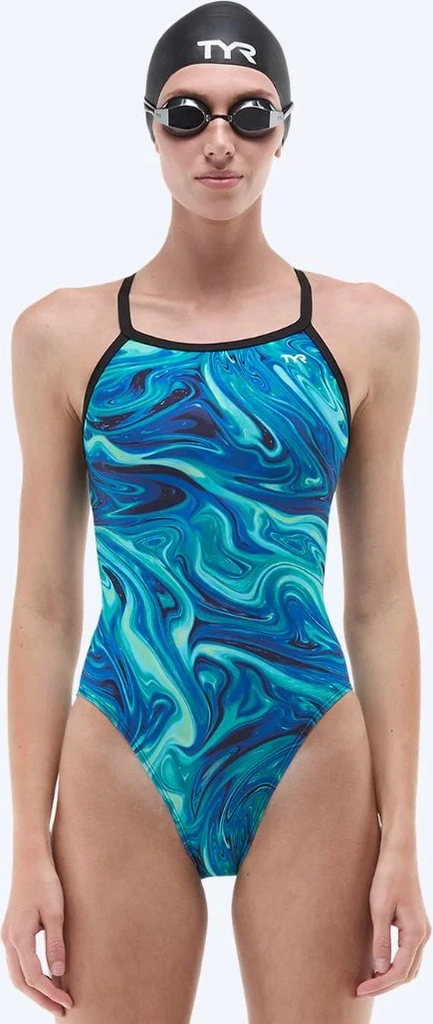 TYR Durafast Elite Diamondfit Olea Badedragt - Lyseblå/Sort