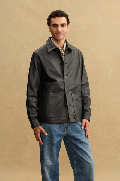 algot leather overshirt