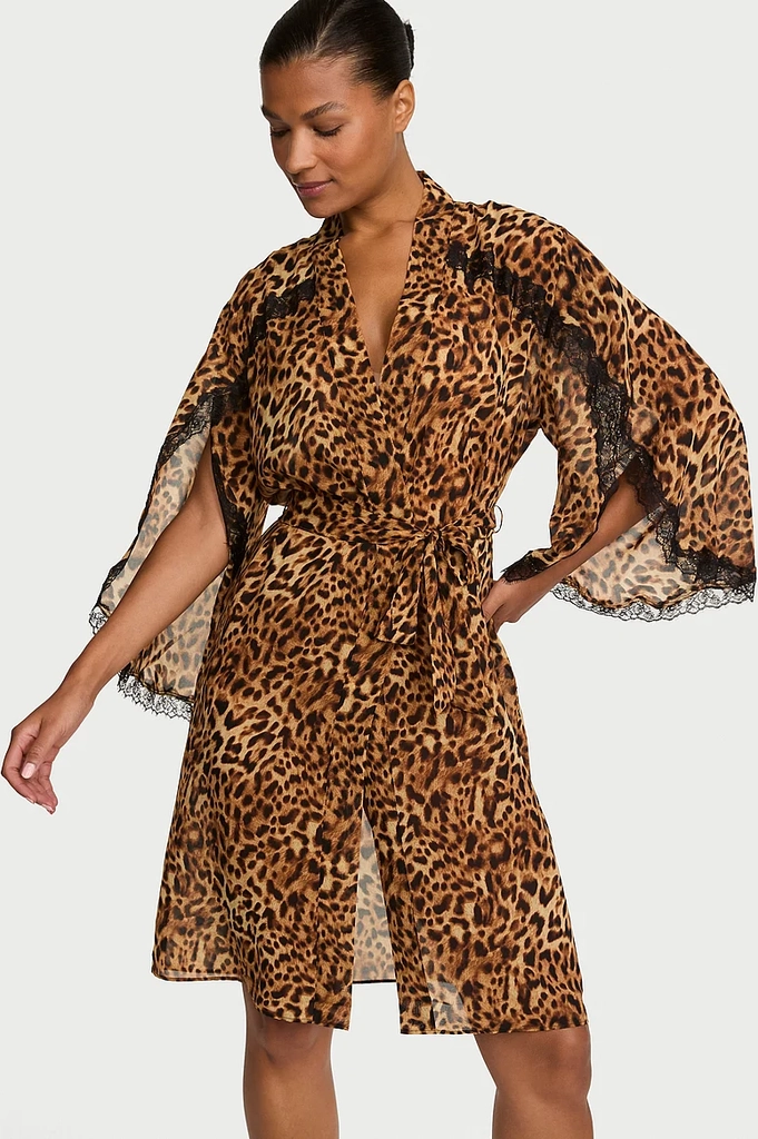 chiffon & lace midi robe