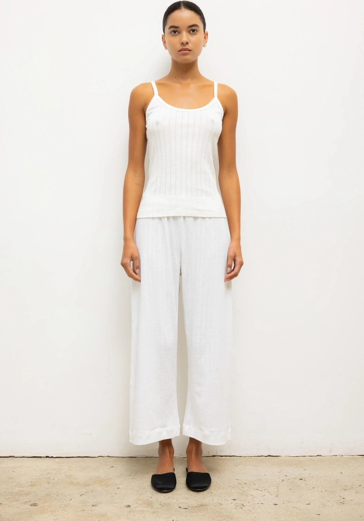 pointelle crop wide leg pant