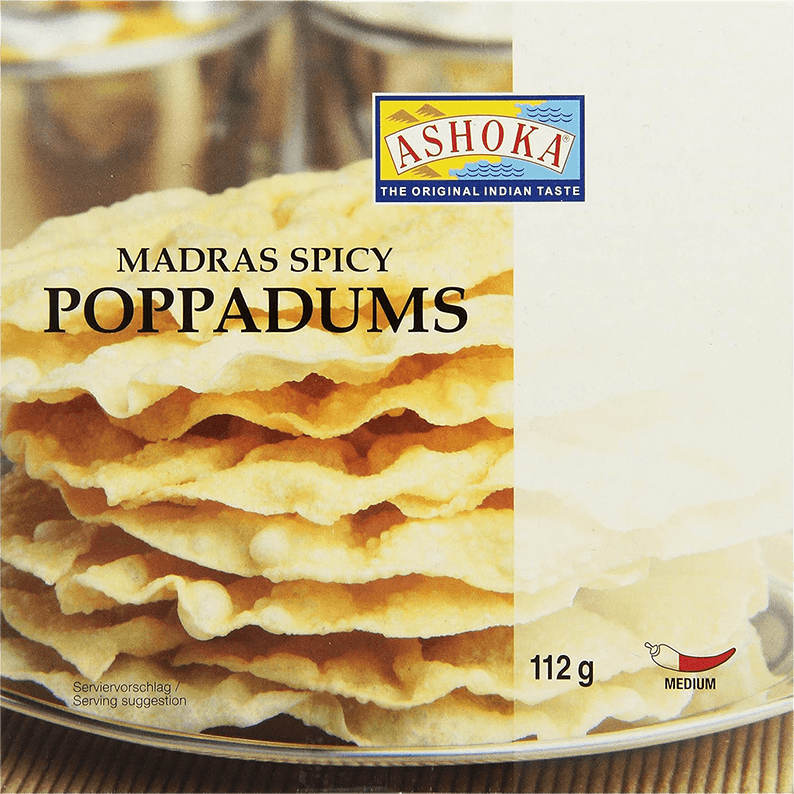 Ashoka Madras Spicy Poppadums 112g