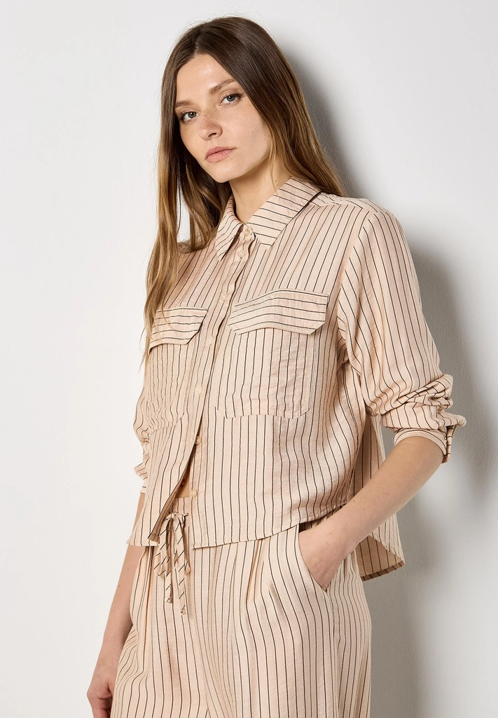 apricotpinstripe boxy - skjortebluser - stone