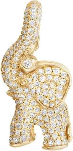 medium elephant charm pavé 18k guld vedhæng m. diamanter
