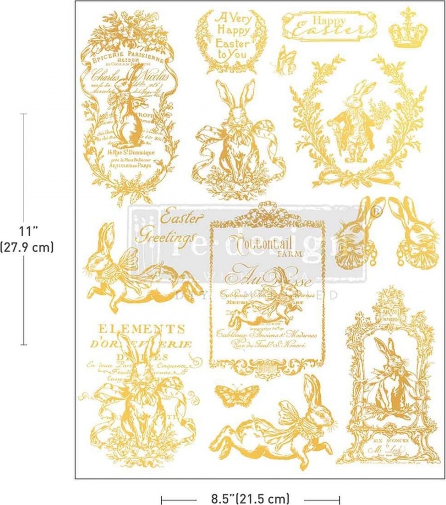 decor transfer guld gilded spring påske 21.5 x 27.9cm