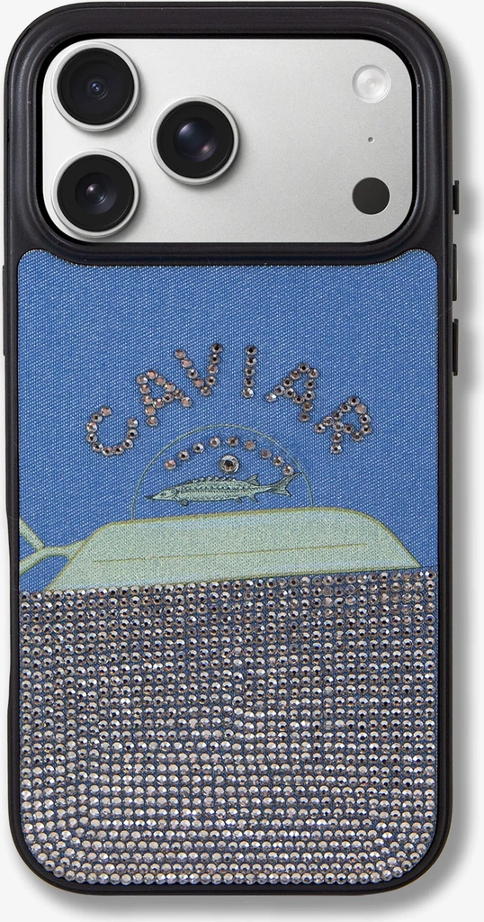 caviar on denim with rhinestones iphone case