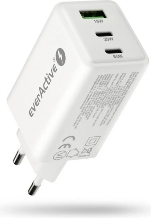 everActive GaN Netoplader USB C Quick Charge 4 65W