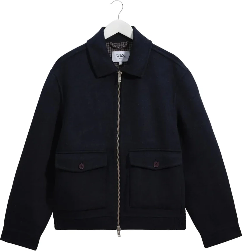 wax london hamblin jacket double face check navy