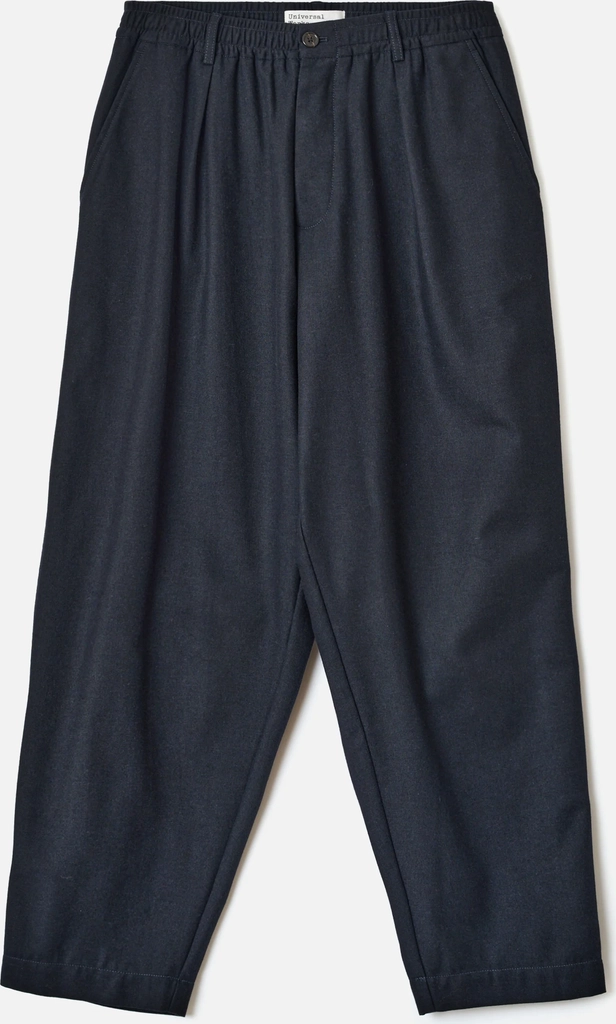 navy recycled italian tweed pleated track pant