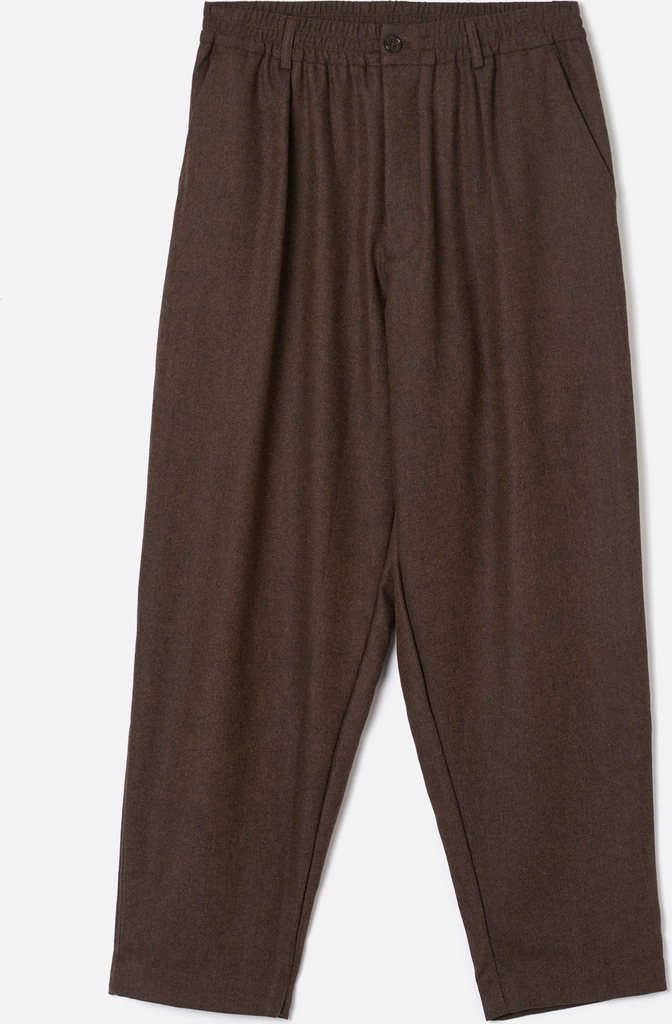 brown recycled italian tweed pleated track pant