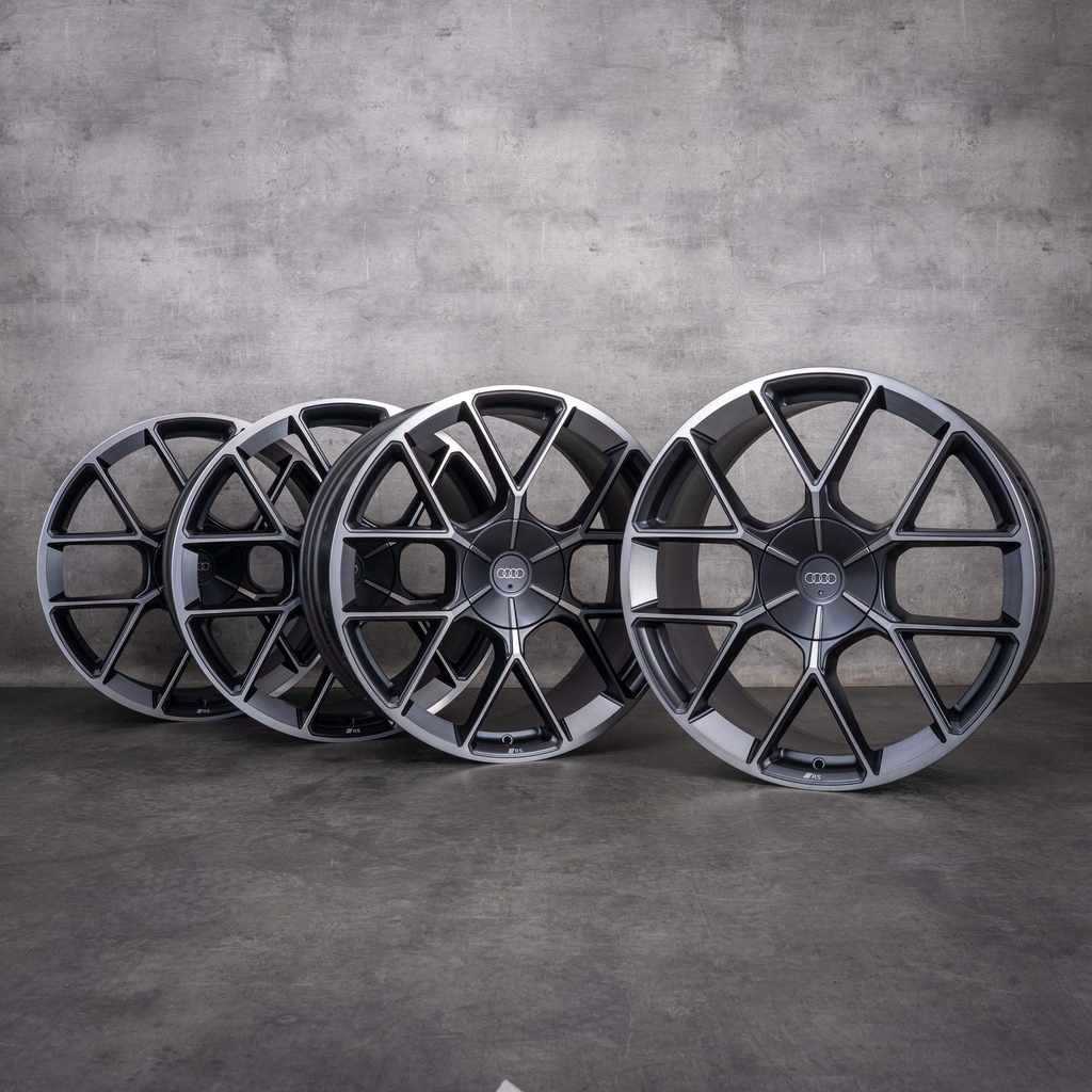 originale audi e-tron gt rs-fælge 21 tommer 4j3601025cj 4j3601025ck granitmat diamond cut ny