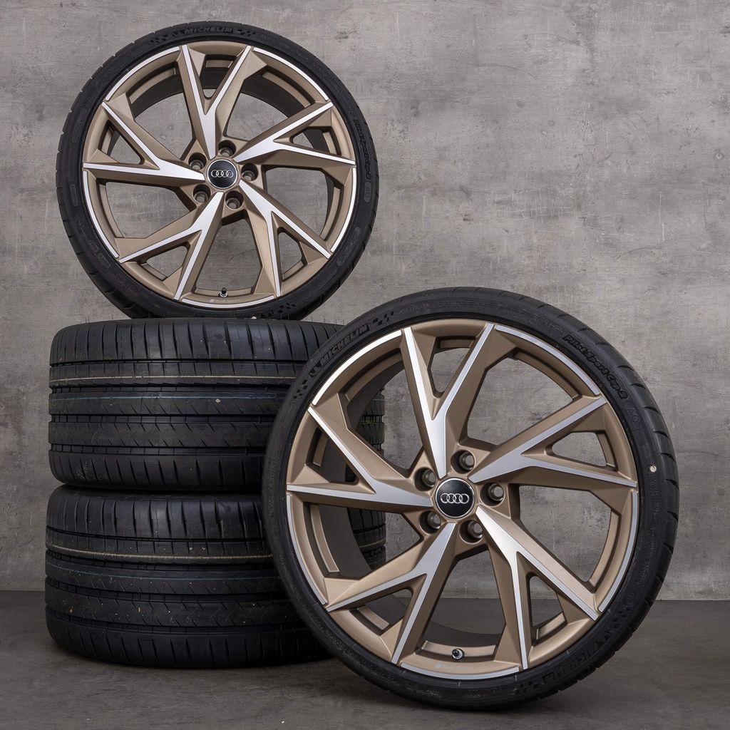 originale audi r8-fælge 20 tommer 4s sommerhjul 4s0601025bs 4s0601025br mat bronze diamond cut ny
