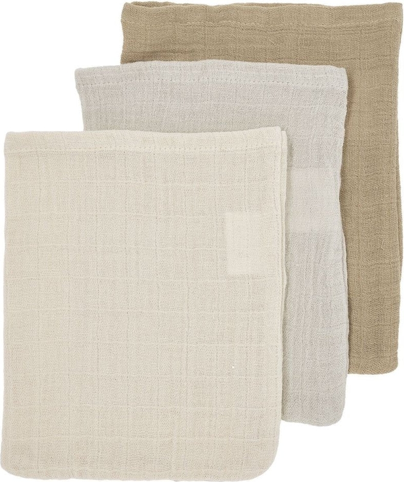 <tc>meyco</tc> vaskeklud 3-pak soft sand/grå/taupe 20x17cm