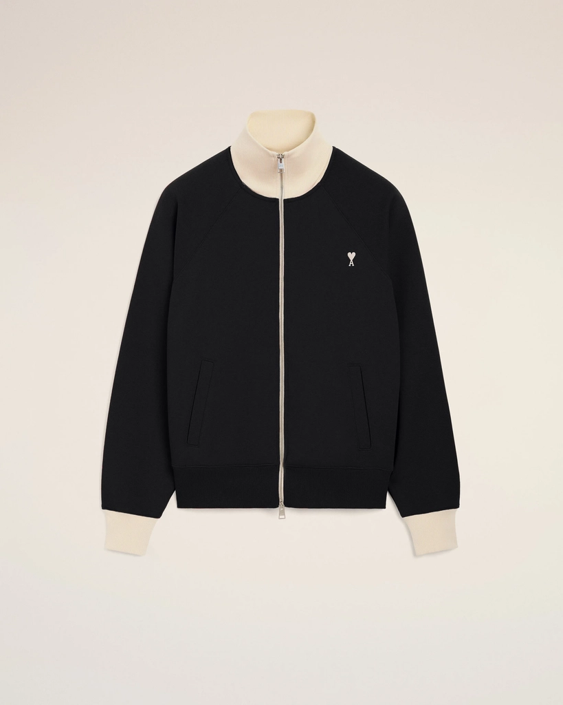 black zipped cotton sweatshirt with ami de coeur