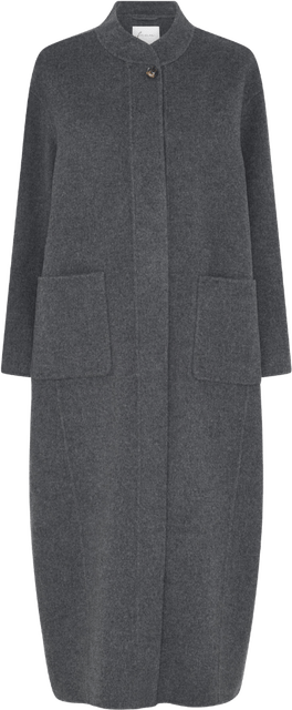 FRAU Chicago Lang Jakke Uld - Dark Grey Melange