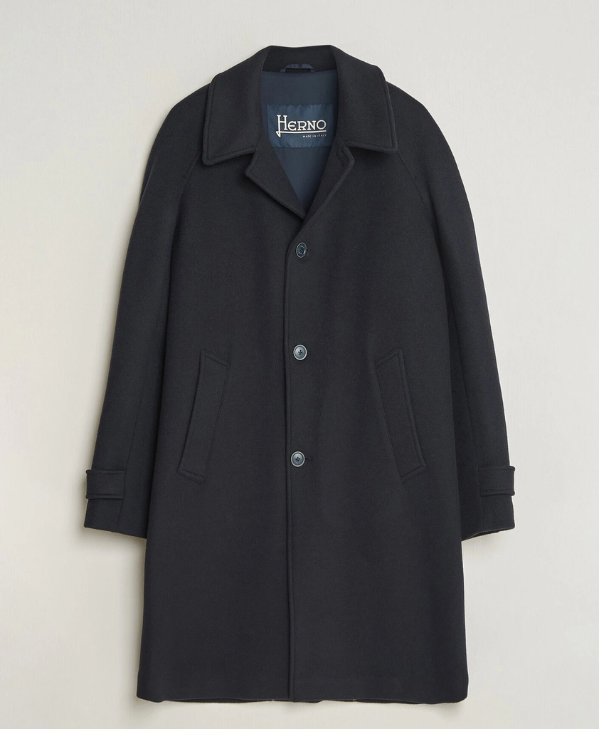 Herno Raglan Wool Coat Navy