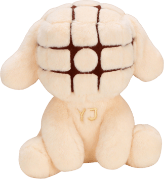 yj cubemon mascot plush cube toy collectible soft figure beige/white
