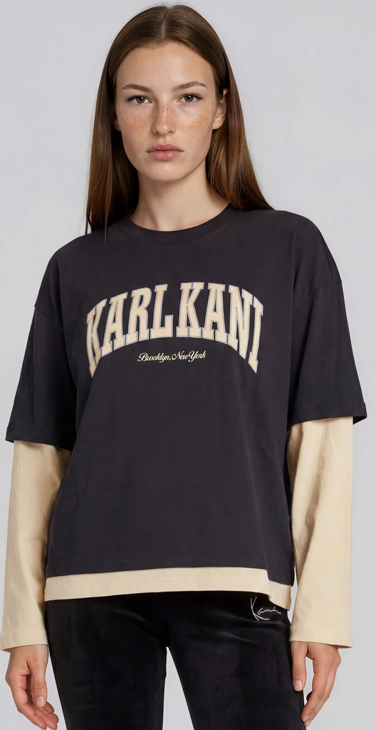 karl kanikk college oversized layered longsleeve - longsleeve - black off white