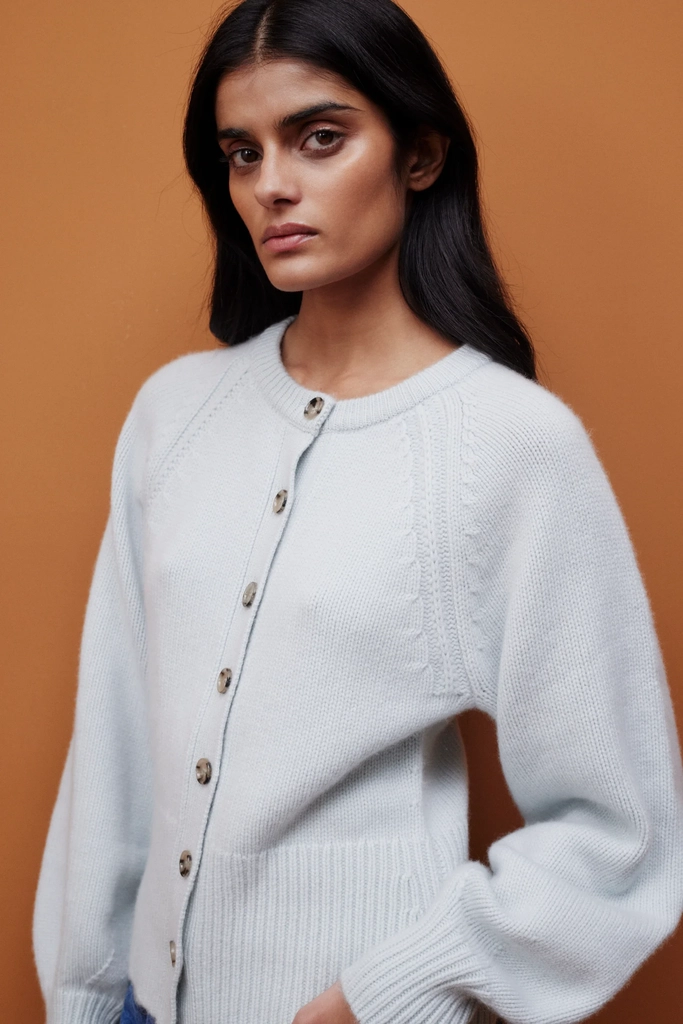 cashmere strickjacke in blau