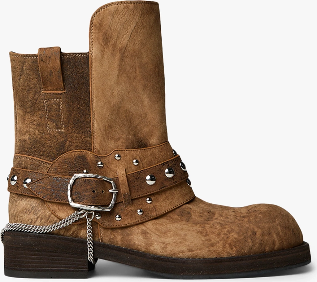 boa short riding boots with spurs burned suede i brown, camel