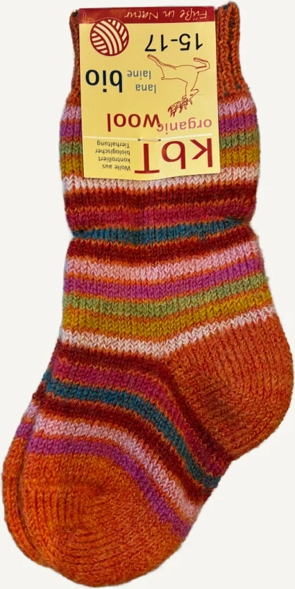 hirsch - uldstrømper - orange multi stribet