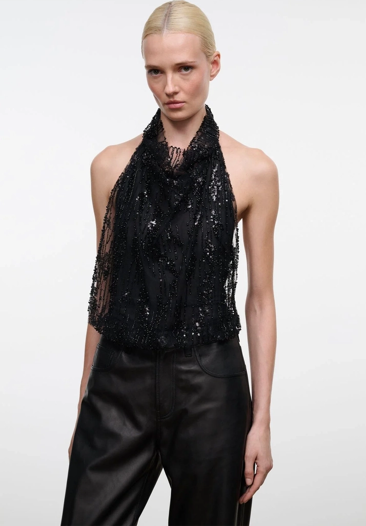 monay bodysuit black beaded