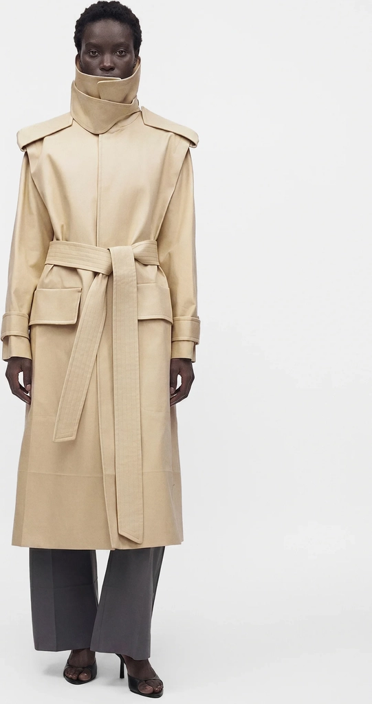 Victoria Beckham Philippa Trench Coat Bomuld - Beige