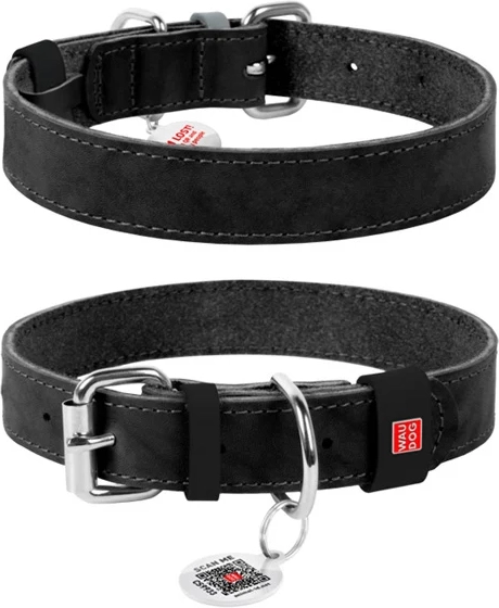 læderhalsbånd classic sort 25 mm - 38-49 cm