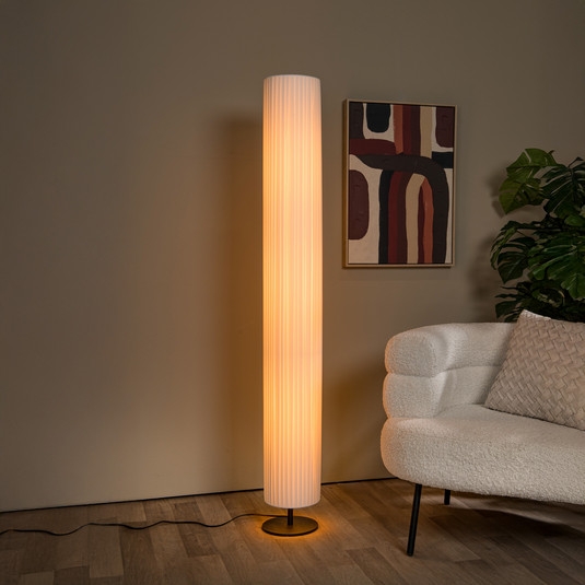 gulvlampe fold, højde 160 cm, hvid, tekstil, 2 x e27