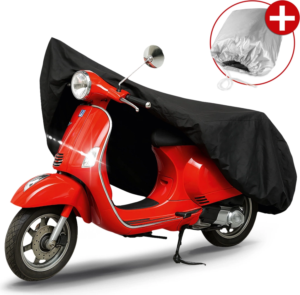 premium motorcykelovertræk s, vespa-overtræk af robust pvc, motorcykelgarage vandtæt - 185x90x110 cm sort