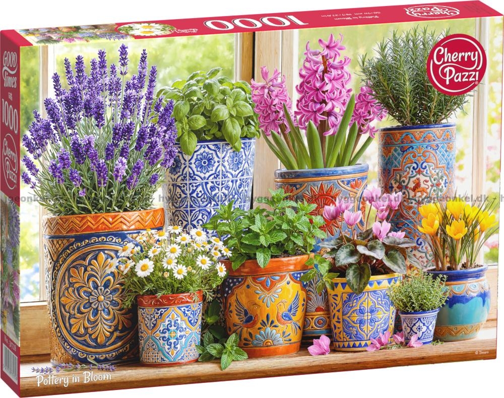 farverige potter og planter, 1000 brikker