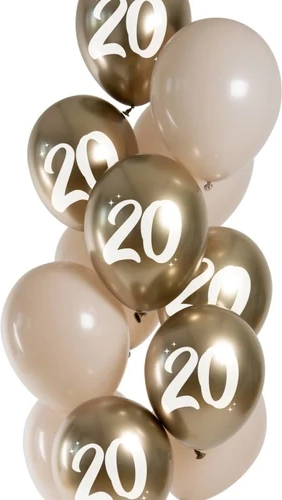 Guldballoner 20 år krom 33 cm 12 stk