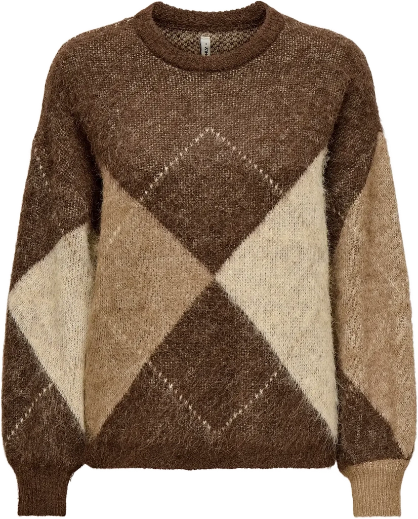 ONLY Onlnoeme Life Ls Jq O-Neck Noos Knt - Brown - XS