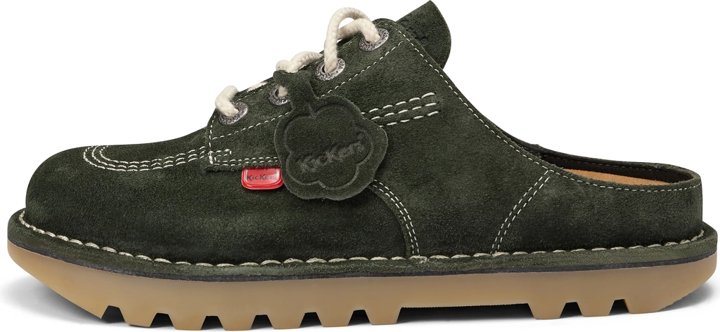 adult unisex kick mule suede green
