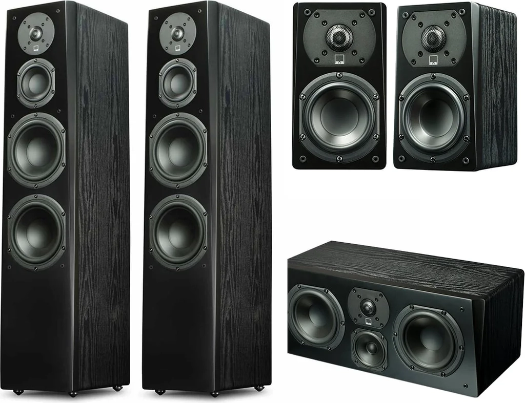 svs prime tower 5.0 surround system (premium black ash)