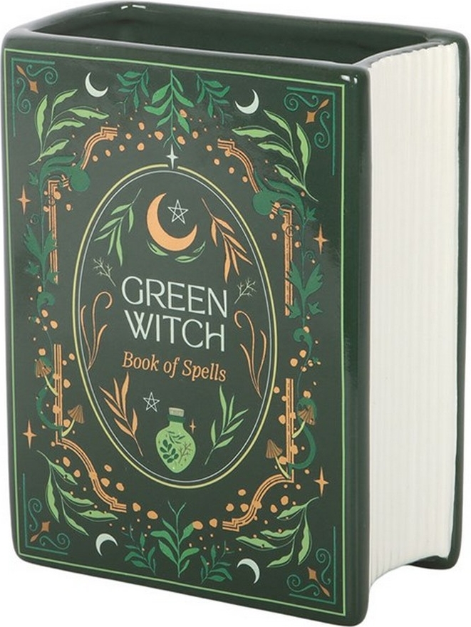 something different green witch book vase