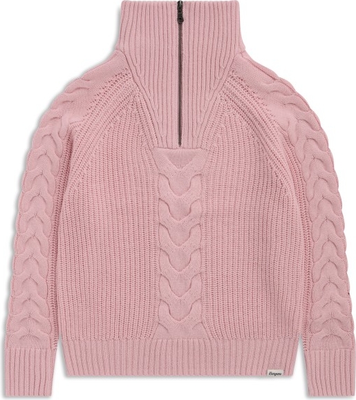 Bergans Milde Knitted Wool Half Zip Merino Sweatere - Pink