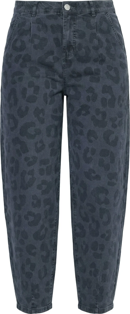 studio untoldballoon jeans, wide shape, high waist, leopard print - jeans tapered fit - dark grey denim