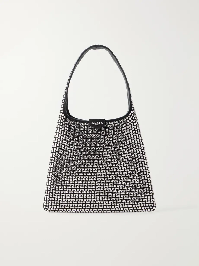 alaïa studded leather-trimmed suede shoulder bag