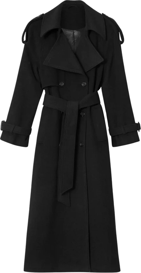 wool trench coat black
