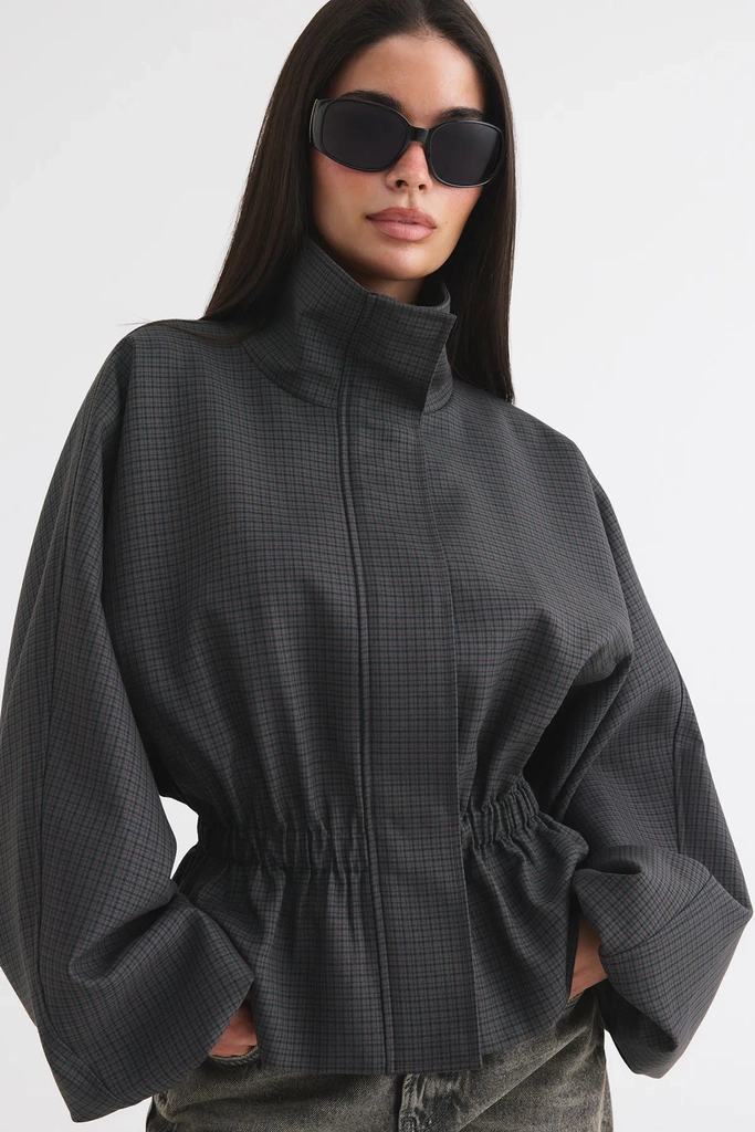 Checked peplum jacket