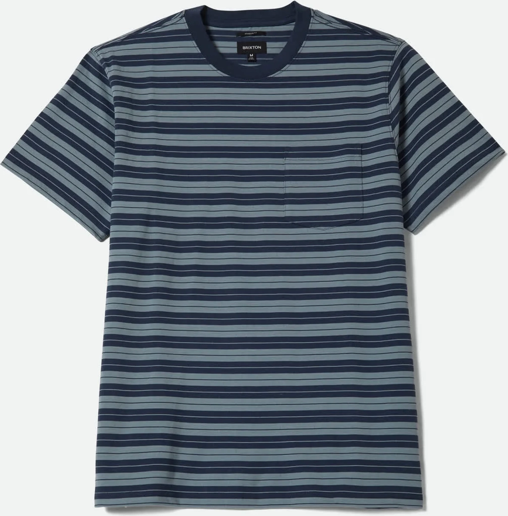 nova stripe short sleeve pocket t-shirt - midnight blue/future grey worn wash