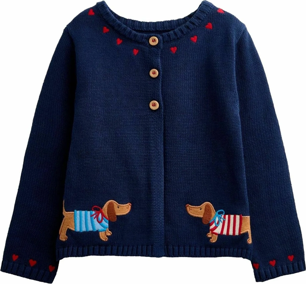 jojo maman bébécardigan - navy blue sausage dog