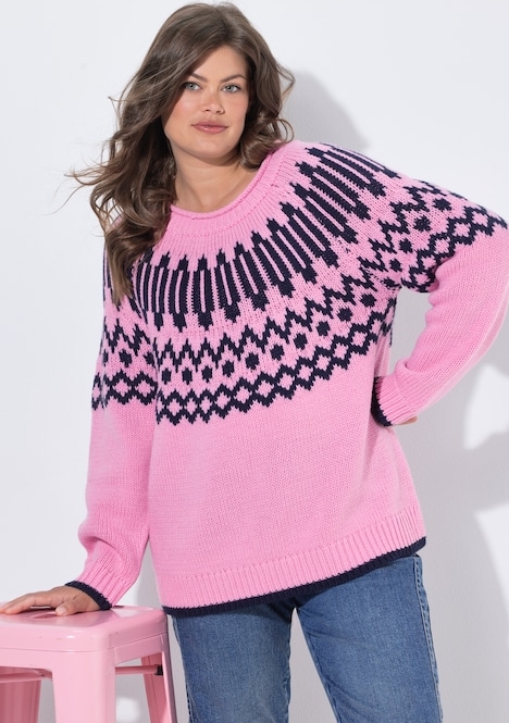 norsk striksweater med rund hals
